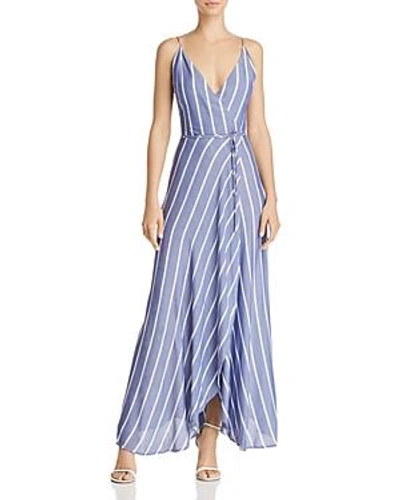 Bardot Raelyn Striped Maxi Wrap Dress In Blue Stripe