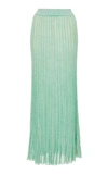 MISSONI PLEATED METALLIC RIBBED-KNIT MAXI SKIRT,677168