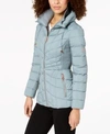 Bernardo Packable Down & Ecoplume Coat In Opal Grey