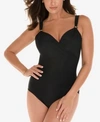 Miraclesuit Razzle Dazzle Siren Twist-front Underwire Allover Slimming One-piece Swimsuit Women's Swimsuit In Black