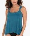 Miraclesuit Razzle Dazzle Dazzle Underwire Asymmetrical-drape Tankini Top Women's Swimsuit In Teal