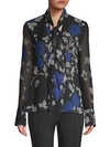 JASON WU SILK FLORAL TIE NECK BLOUSE,0400099174437