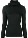 COURRÈGES COURRÈGES ROLL NECK FITTED SWEATER - BLACK