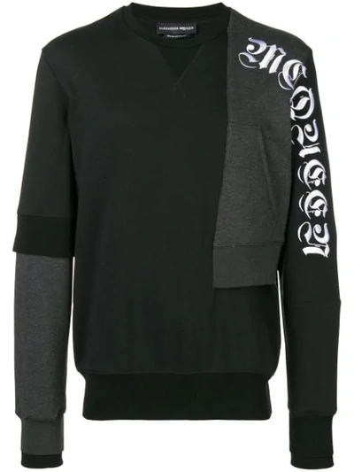 Alexander Mcqueen Patchwork Embroidered Sweatshirt In Black