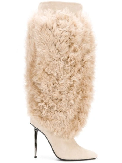 Tom Ford Shearling Boots In Bll Blond + Blond