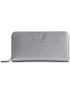 PRADA PRADA SAFFIANO LOGO WALLET - METALLIC