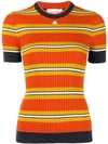 COURRÈGES STRIPED RIB KNIT TOP