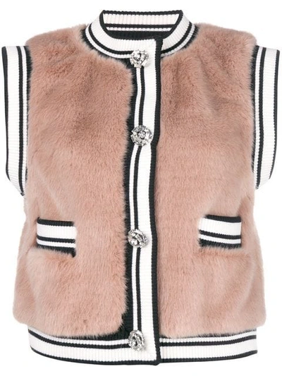 Dolce & Gabbana Cropped Gilet In Pink