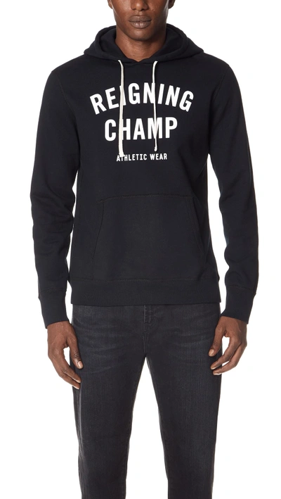 Reigning Champ Logo-print Loopback Cotton-jersey Hoodie In Black