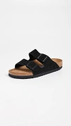 Birkenstock Soft Footbed Arizona Slides In Black