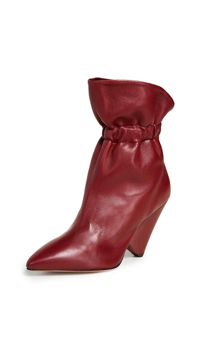 Isabel Marant Lileas Leather Ankle Boots In Burgundy