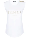 Balmain Logo-print Sleeveless T-shirt In White
