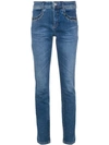CAMBIO CAMBIO STUDDED POCKET SLIM-FIT JEANS - BLUE