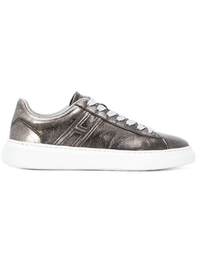 Hogan Women's Shoes Leather Trainers Trainers H365 In Silver