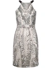 AIDAN MATTOX AIDAN MATTOX SHIMMER SHORT DRESS - NEUTRALS