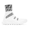 FENDI FENDI WHITE FOREVER FENDI KNIT HIGH-TOP SNEAKERS