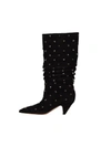 VALENTINO GARAVANI BLACK MID-CALF ROCKSTUD BOOTS,10654973