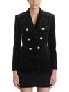 BALMAIN EMBROIDERY STRASS ALL OVER DOUBLE-BREASTED BLAZER,10654956