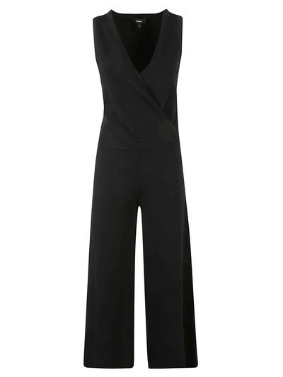 Theory Knit Wrap Jumpsuit In Black