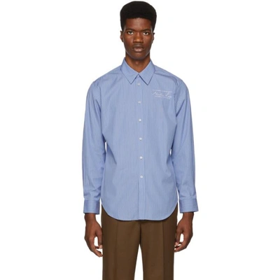Martine Rose Striped Long Sleeve Shirt In Blue