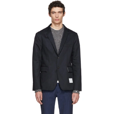 Thom Browne Unconstructed Cotton-twill Blazer In Navy