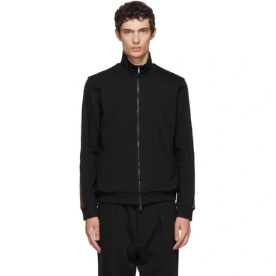 Fendi Zipped Logo Stripe Track Jacket In Black