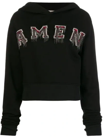 Amen Logo Cropped Cotton Sweatshirt In Nero