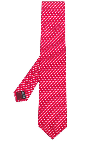 Ferragamo Patterned Tie In Red