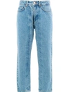 Aalto Fixed Pleats Cropped Denim Jeans In Light Blue