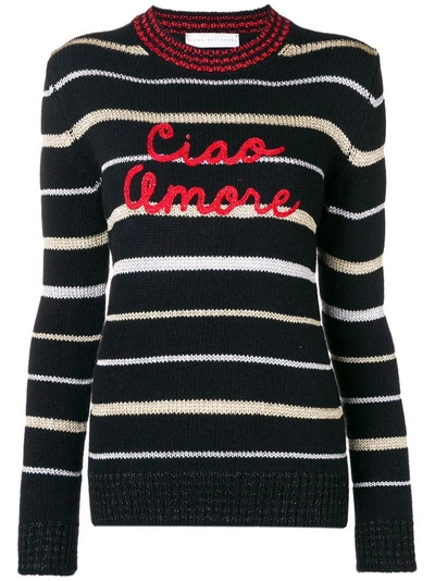 Giada Benincasa Ciao Amore Striped Wool & Lurex Sweater In Nero
