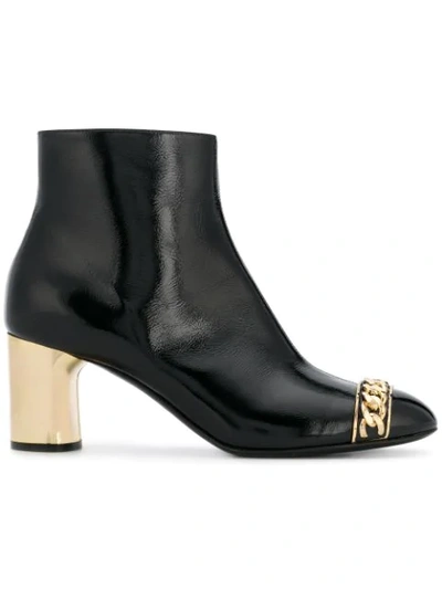 Casadei Chain Trim Ankle Boots In Black