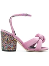 MARCO DE VINCENZO GLITTER HEEL SANDALS