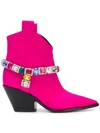 CASADEI CASADEI DAYTIME CRYSTAL STRAP COWBOW BOOTS - PINK
