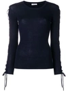 P.a.r.o.s.h Laced Sleeves Knitted Top In Blue
