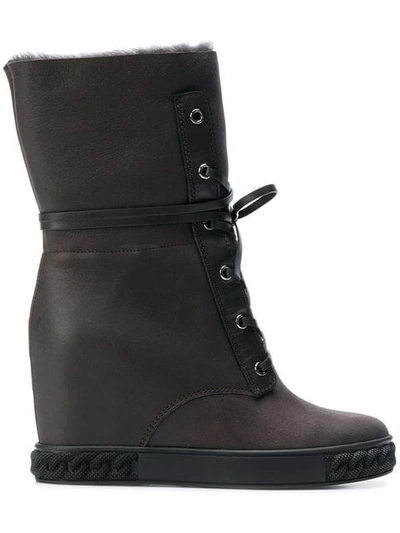 Casadei Wedge Ankle Boots In Brown