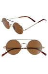 CUTLER AND GROSS 49MM POLARIZED ROUND SUNGLASSES - GOLD/ DARK BROWN,1276-04