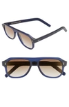 CUTLER AND GROSS 53MM POLARIZED SUNGLASSES - MATTE CLASSIC NAVY BLUE/ BROWN,0822/S2MB-BZF