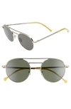 CUTLER AND GROSS 50MM POLARIZED ROUND SUNGLASSES - GOLD/ DARK GREEN,1269-01