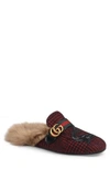GUCCI Princetown Double G Loafer Mule with Genuine Shearling,49730993W10