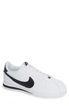 Nike White Leather Basic Cortez Sneakers In White/ Black/ Metallic Silver