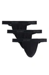 2(x)ist Men's 3-pk. Cotton Essential Y-back Thongs In Black