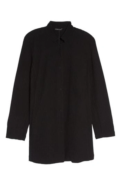 Eileen Fisher Stand-collar Gridded Topper Jacket, Black, Petite