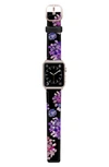 CASETIFY SAFFIANO PURPLE FLOWERS FAUX LEATHER APPLE WATCH STRAP,CTF-2746026-763401