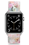 CASETIFY ROMANTIC WATERCOLOR FLOWERS FAUX LEATHER APPLE WATCH® WATCHBAND,CTF-2576400-763402