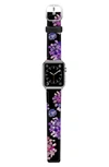 CASETIFY SAFFIANO PURPLE FLOWERS FAUX LEATHER APPLE WATCH STRAP,CTF-2746026-763502