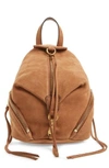 REBECCA MINKOFF MINI JULIAN NUBUCK LEATHER CONVERTIBLE BACKPACK - BROWN,HH17FNUB66