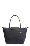 Longchamp Le Pliage Club Tote In Gunmetal