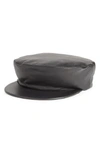 CLYDE Acton Lambskin Leather Baker Boy Cap,18051