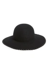 BCBG WHIPSTITCHED FLOPPY WOOL FELT HAT - BLACK,HG101807