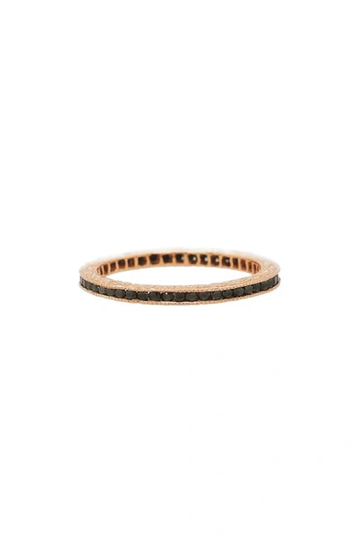 Sethi Couture Channel Set Diamond Ring In Rose Gold/ Black Diamond